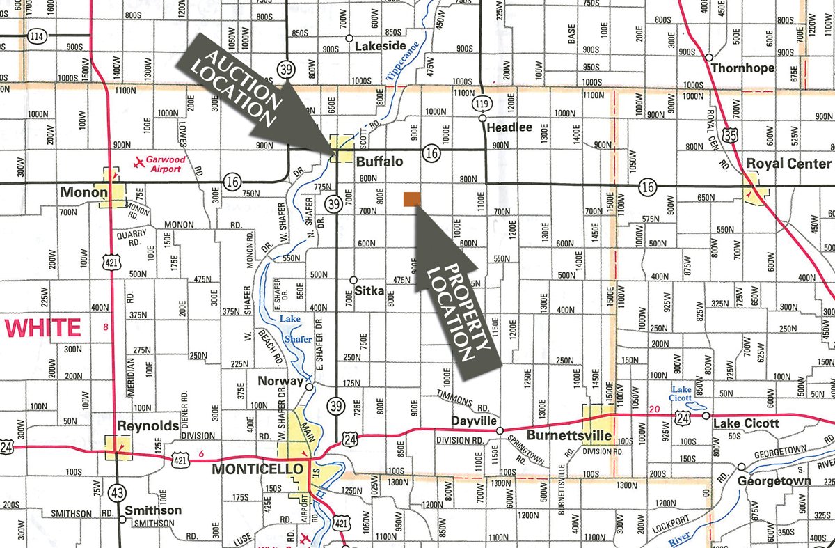 Area map - 172.366+/- Acres Offered in 2 Tracts - Mostly All Tillable Land